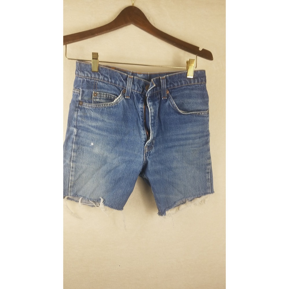 Vintage Levi's Orange Tab Cut Off Denim Shorts Distressed Blue 29 High Rise